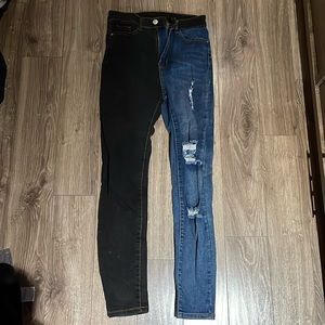 SHEIN half half jeans